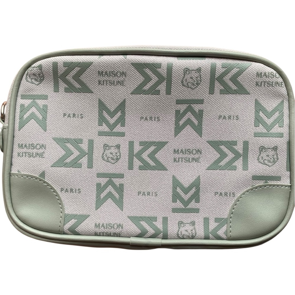 Brand New Maison Kitsuné Sage Green Colab Travel Bag With Strap & Accessories